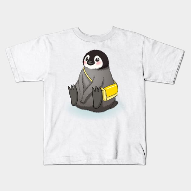 Happy emperor penguin chick Kids T-Shirt by tomodaging